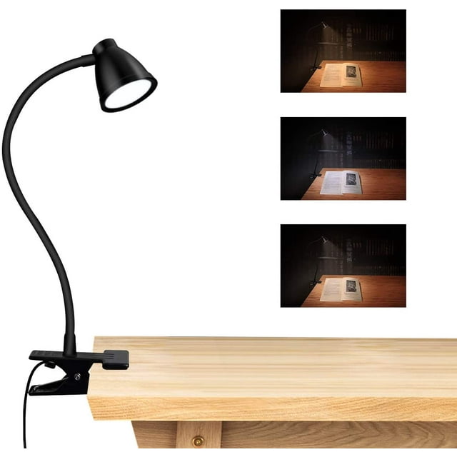 Lámpara de escritorio con abrazadera LED regulable, lámpara de arquitecto plegable con abrazadera, lámpara estética de 360° con 3 modos de color flexibles y brazo giratorio de metal, brillo ajustable