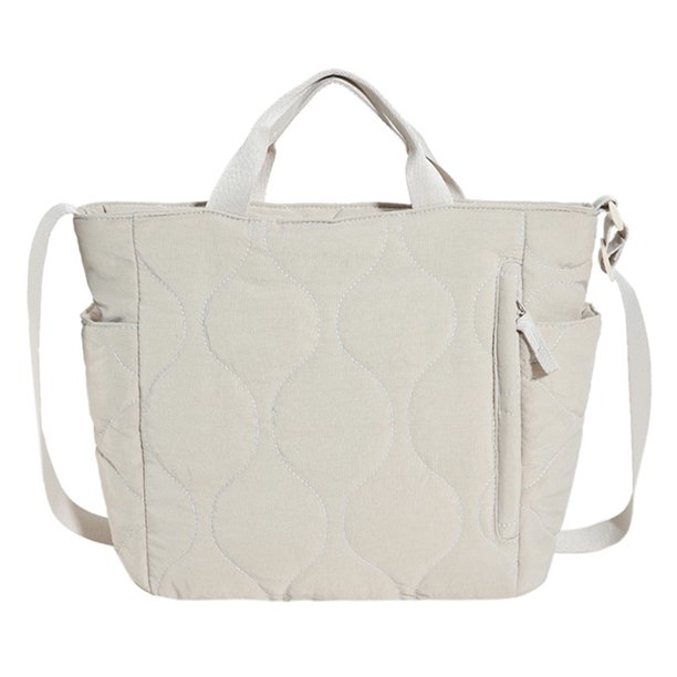 Bolso Bandolera para Mujer Bolso Mano Acolchado Gran Capacidad Bolso (Beige)