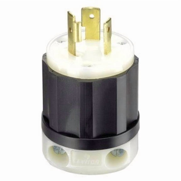 Leviton Locking Plug Nylon Indust. 20 Amp 2 Pole, 3 W Nema L 5 - 20 Pole Csa B/W Poly