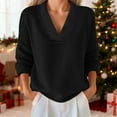 thumbnail image 4 of Winter Sweaters for Women Women's Solid Color Casual Knit V Neck Loose Sweater Christmas Sweaters, 4 of 6