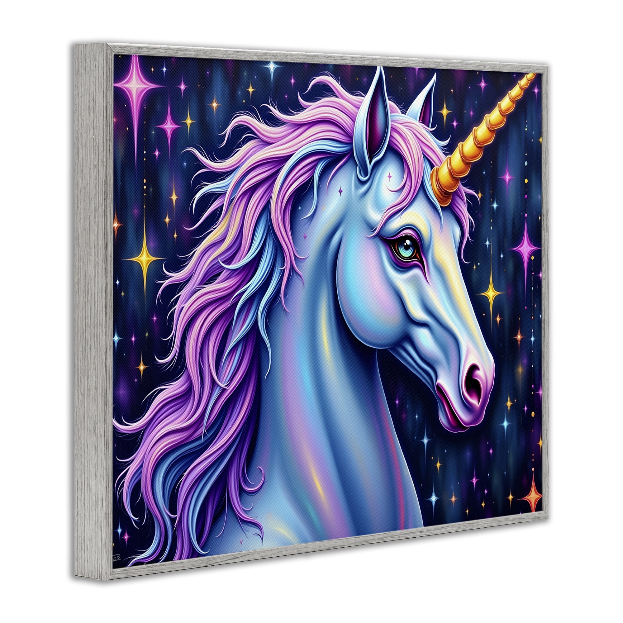 Stupell Industries Star Dancer Unicorn Gray Framed Giclee Art, design by Tabz Jones
