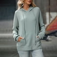 thumbnail image 4 of ManxiVoo Women's Waffle Knit Hoodie Long Sleeve Pullover with Pocket Casual Oversized Top XL Size, 4 of 7
