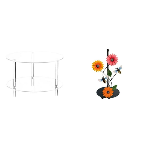 Mesa Auxiliar Acrílica Con Forma De Girasol Y Portarrollos De Papel. Mesita De Noche Compacta Para Sala De Estar, Baño Y Hogar. Fácil Montaje. Estante Vertical Antideslizante.