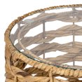 thumbnail image 5 of JONATHAN Y Malaya 16" Bohemian Coastal Handwoven Water Hyacinth Open Weave Round End Table with Glass Top, Natural, TBL2508A, 5 of 6