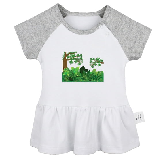 Nature Jungle Pattern Dresses For Baby, Newborn Babies Skirts, Infant Princess Dress, 0-24M Kids Graphic Clothes (Gray Raglan Dresses, 18-24 Months)