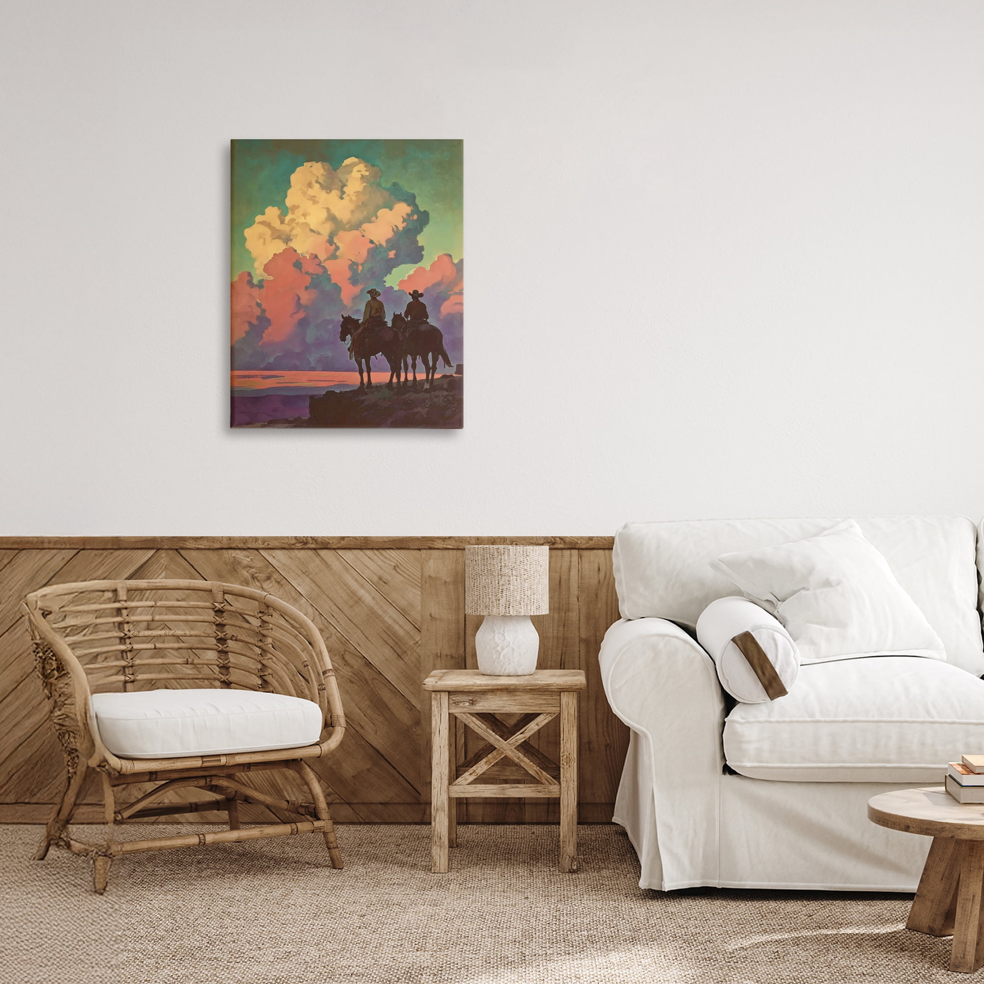 Stupell Industries Cowboys Silhouetted Against Clouds Canvas Wall Art, design by Arlington Prints