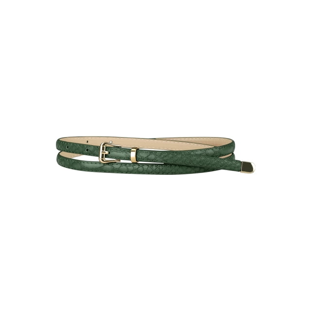Cinturones de cuero grabado para mujer INSPIRE CHIC, cinturón con hebilla de aleación, verde oliva oscuro, 104 cm/41''