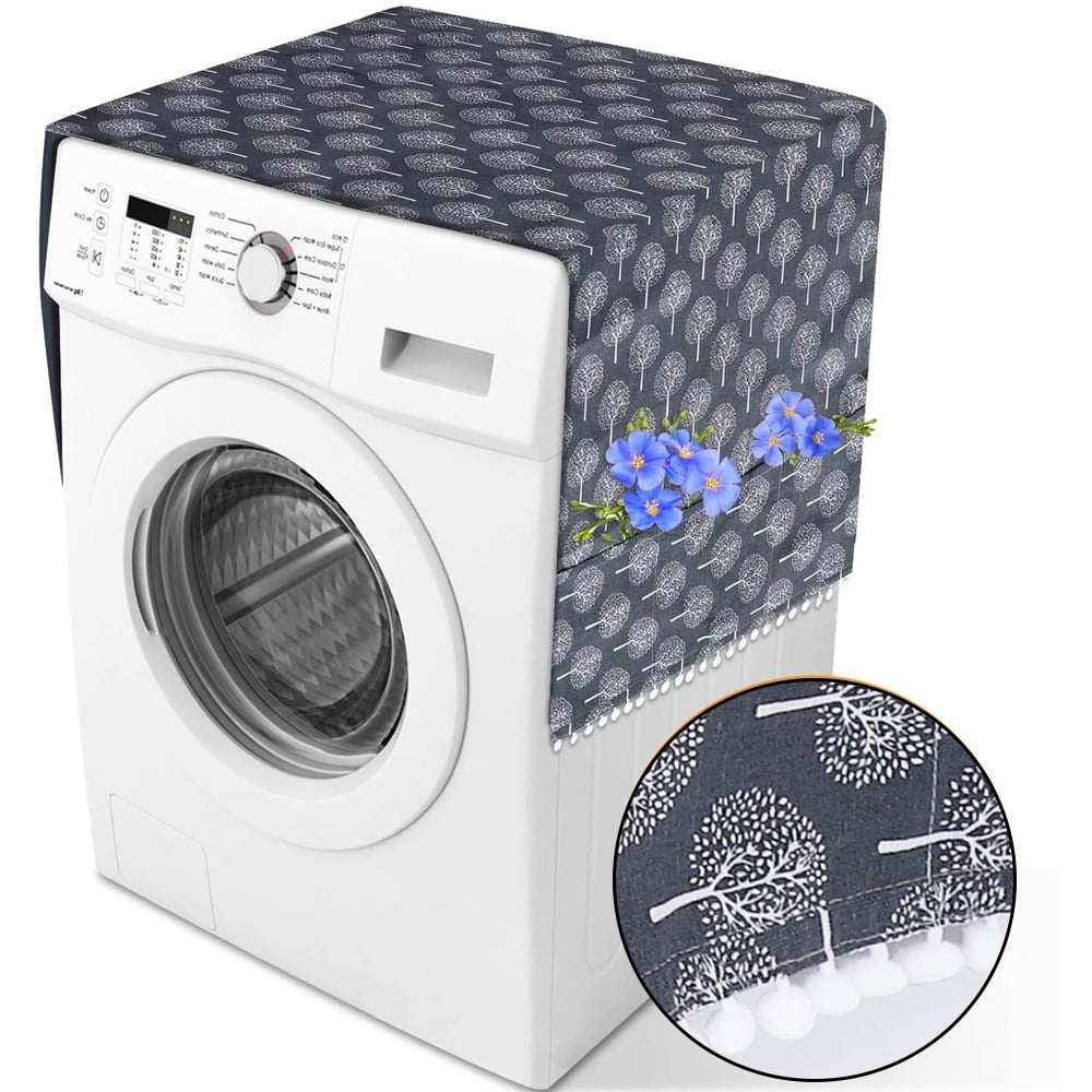 FRCOLOR Washer And Dryer Top Covers With Storage Bags Flamingo Pattern Anti-Slip Washing Machine Cover Refrigerator Dustproof Protective Cover Front Load for Home Laundry 
