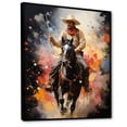 thumbnail image 2 of Designart "Pop Art Cowboy Journey V" People Framed Wall Art - Southwestern Brown Cowboys Bedroom Framed Canvas Wall Art, 2 of 6