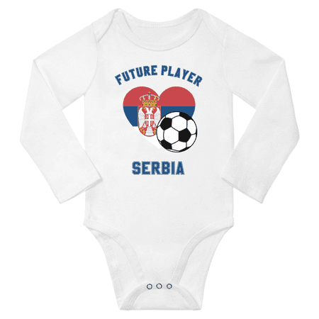 

Future Serbia Soccer Player Baby Long Slevve Rompers (White 6-12 Months)