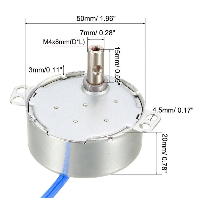 sourcing map AC 220V 14W 8mm Synchronmotor 50/60Hz CW/CCW Elektrisch Synchron  Getriebemotor 10RPM : : Baumarkt