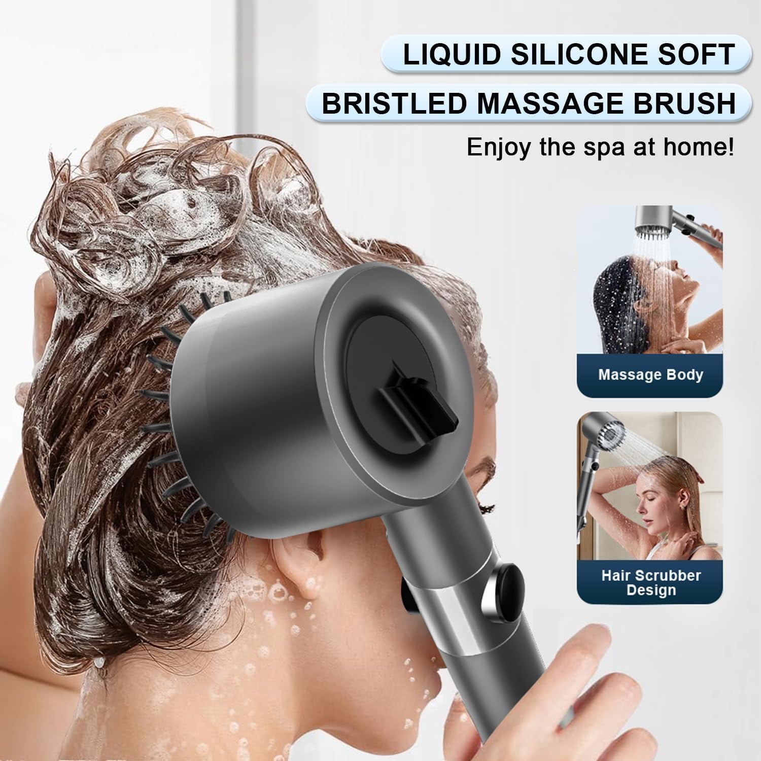Ion Drops Filtered Shower Head with Handheld, High Pressure Multiple Spray Modes Shower Head with Filter, Power Wash for Hard Water, Showerhead with ON/OFF Switch for Pets Bath,Grey