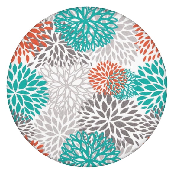 Tablecloth Round Vintage Floral Earthy Pattern, Fitted Waterproof Vinyl, Backed, Easy to Clean for Family Outdoor Use