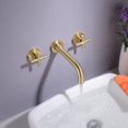 thumbnail image 2 of Bathroom Faucet, 2-Handle Wall Mounted Bathroom Sink Faucet and Rough in Valve Included, Brushed Gold - Brushed Gold, 2 of 7