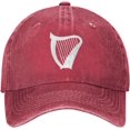 thumbnail image 2 of Unisex Adjustable Baseball Cap with Irish Harp Musical Instrument Pattern, Denim Fabric Snapback Glacier Cap, 2 of 6