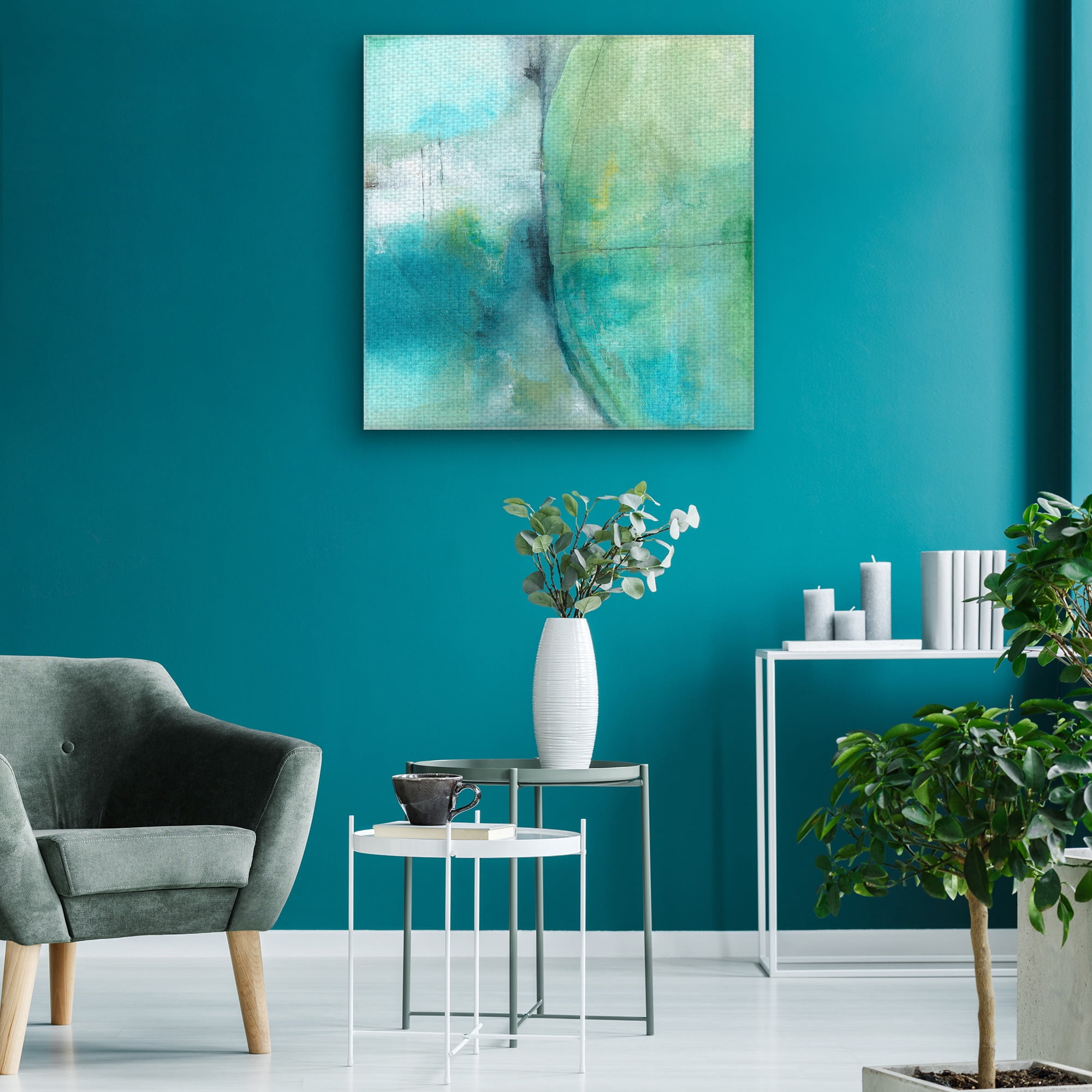 Masterpiece Art Gallery Amid The Roar Blue Abstract by Michelle Oppenheimer Canvas Art Print 24" x 24"