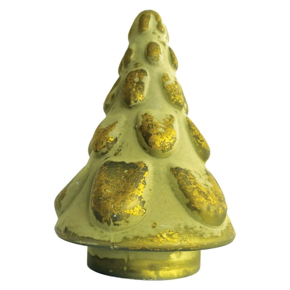 Creative Co-Op Matte Embossed Glass Tree, Green and Gold