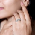 thumbnail image 3 of Silvago Jewel Stamped 14K White Gold Plated Ring - 2.2 Ct Lab Created Diamond Round Cut Engagement Ring - Gorgeous Gift for Her - Mid-Century Solitaire With Accent Engagement Ring for Wife, 3 of 8