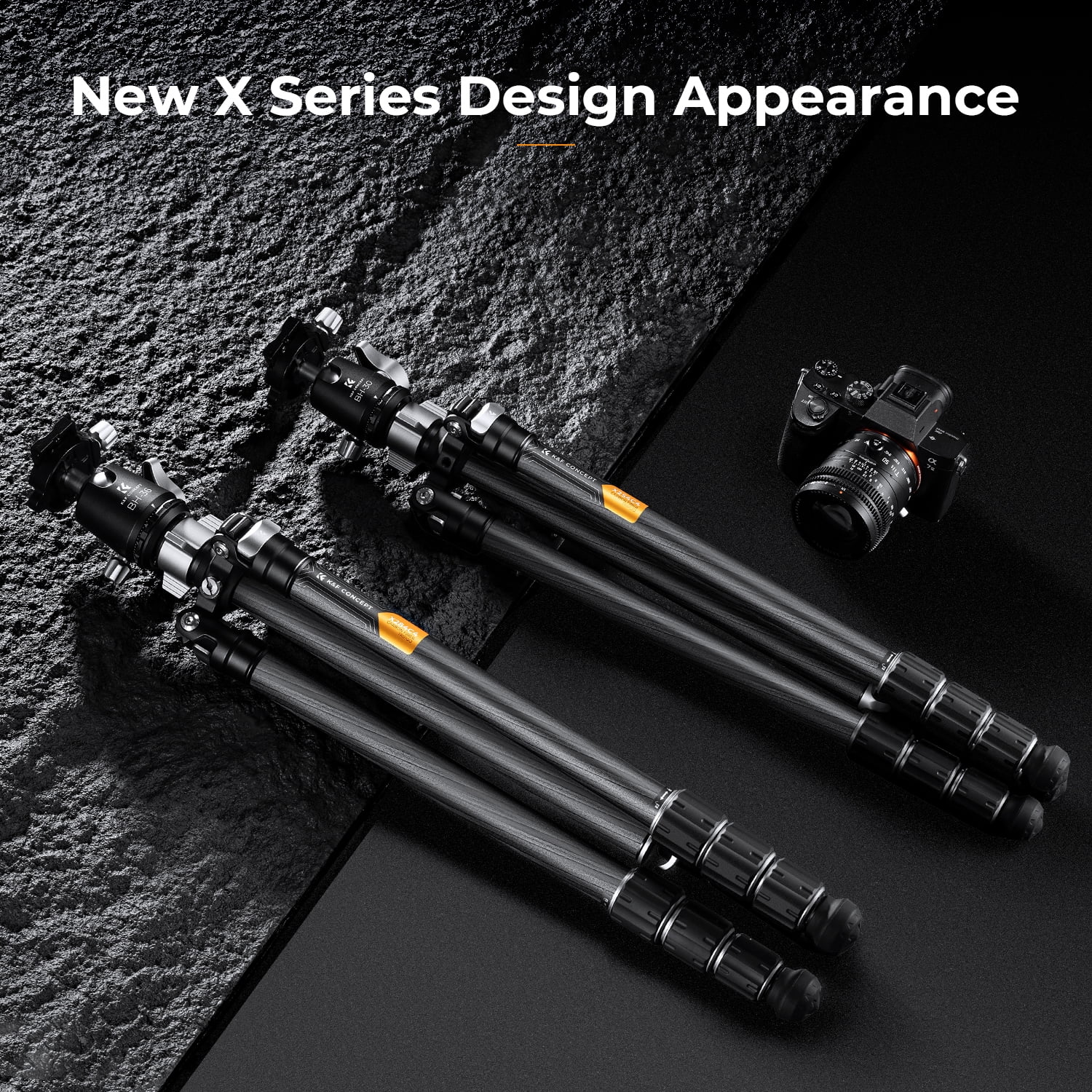 K&F Concept 68"/1.7m Carbon Fiber Camera Tripod, Professional Camera Tripod with 36mm Metal Ball Head Load,16KG/35.2lbs Travel Tripod for DSLR Camera