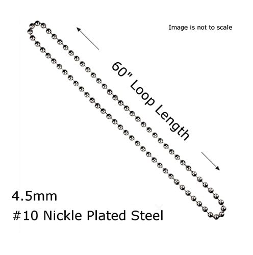 #10 NICKEL Plate METAL BEAD CHAIN for CLUTCH ROLLER WINDOW SHADES 72" Loop 