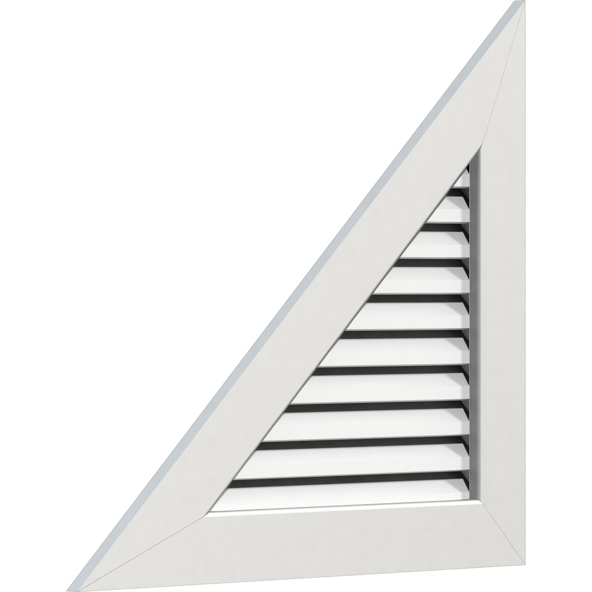 Ekena Millwork 24"W x 24"H Right Triangle Gable Vent - Left Side (31 5/8"W x 31 5/8"H Frame Size) 12/12 Pitch Functional, PVC Gable Vent with 1" x 4" Flat Trim Frame