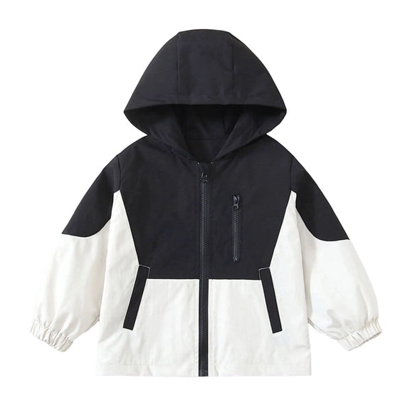 Lmnyox Kid's Jackets Loose Color Blocked Long Sleeve Zipper Up Windbreaker Outdoor Hoodies with Pockets