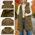 thumbnail image 7 of GEWSEY Women Long Vest Solid Color Sleeveless Hood Winter Puffer Vest Outwear (Khaki, XL), 7 of 7