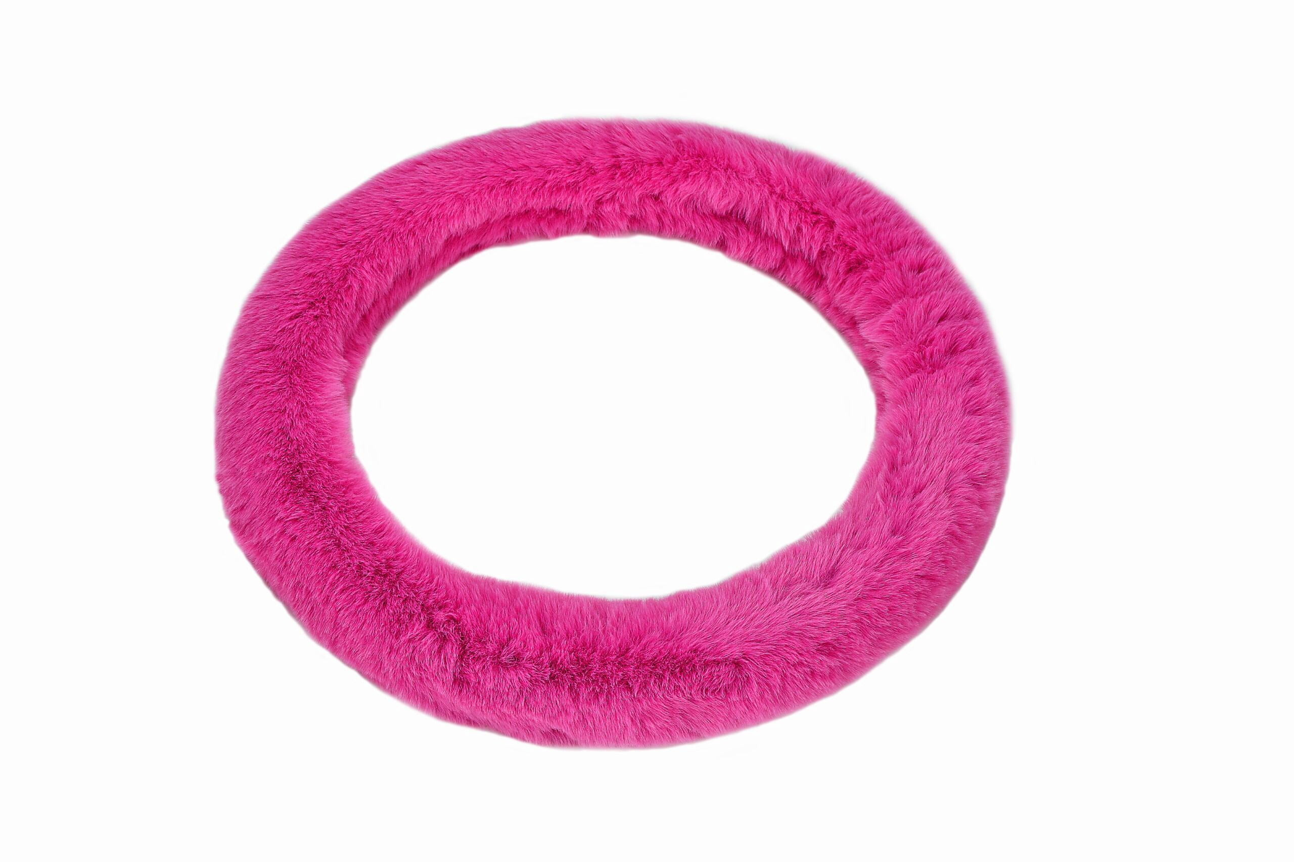 Emerald Universal 14.6"-15.4" Plush Steering Wheel Cover, Soft Faux Fur - Purple