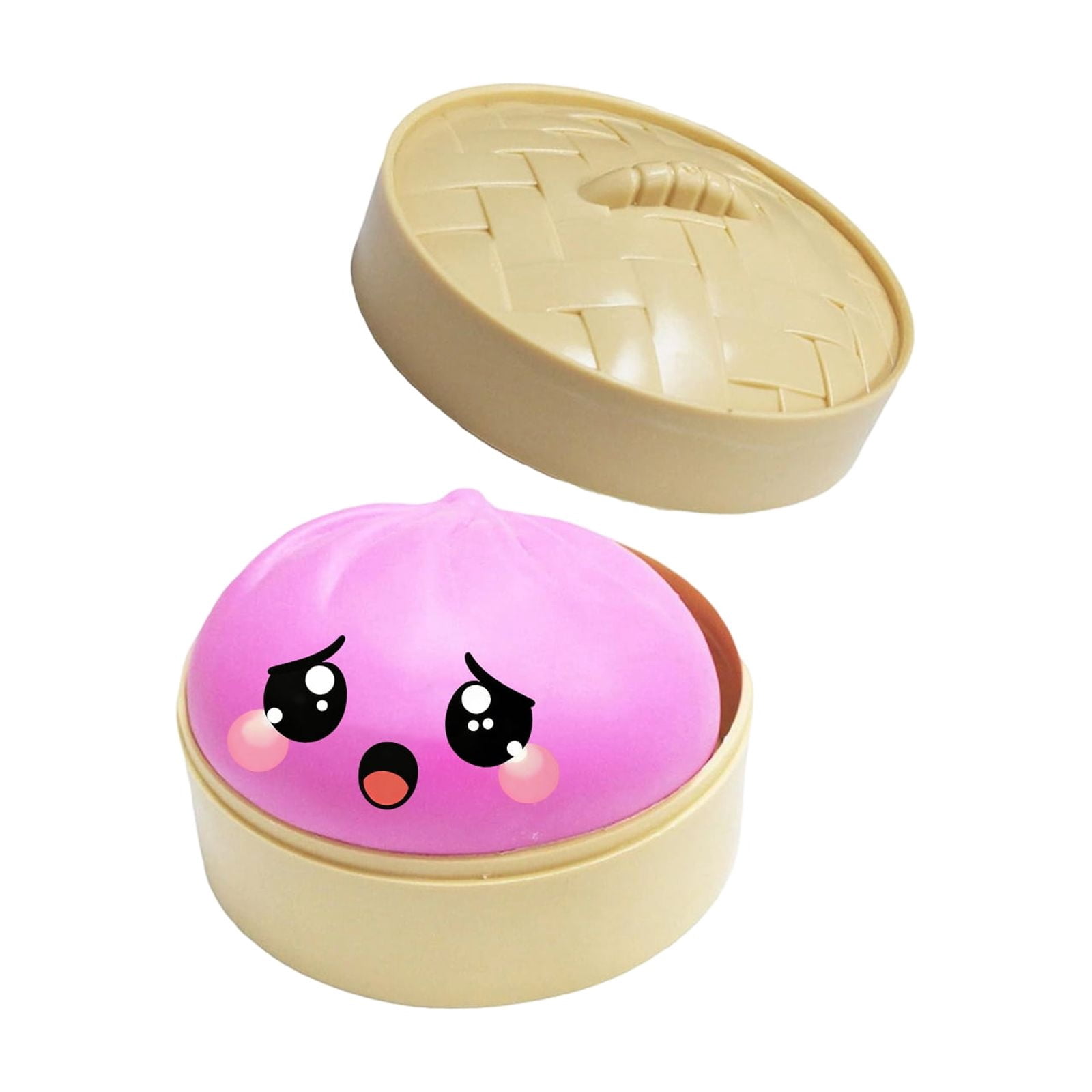 Glitter Colorful Dumpling Squishy, Cute Squishy Dumpling Large with Steamer, Squishy Dumpling Doll with Cute Expressions, Silicone Bun Sensory Fidget Dolls, Hand Pinching Decompression Dolls
