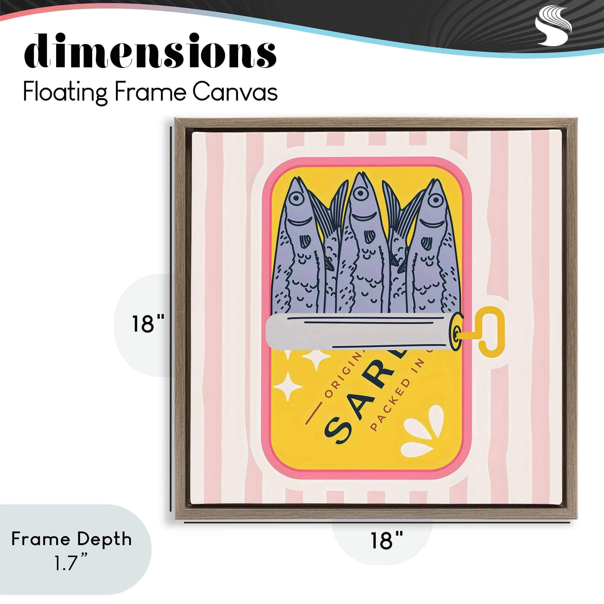 Stupell Industries Yellow Sardine Tin Brown Framed Floater Canvas Wall Art, design by Creative Studio