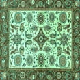 thumbnail image 1 of Ahgly Company Indoor Square Oriental Turquoise Blue Traditional Area Rugs, 5' Square, 1 of 4