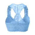 thumbnail image 3 of URBAN DAIZY Women's Seamless Lace Bra Racerback Padded Sexy Floral Mesh Bralette Crop Top Removable Pads Breathable Bustier A11_6324 Spring Blue S, 3 of 7