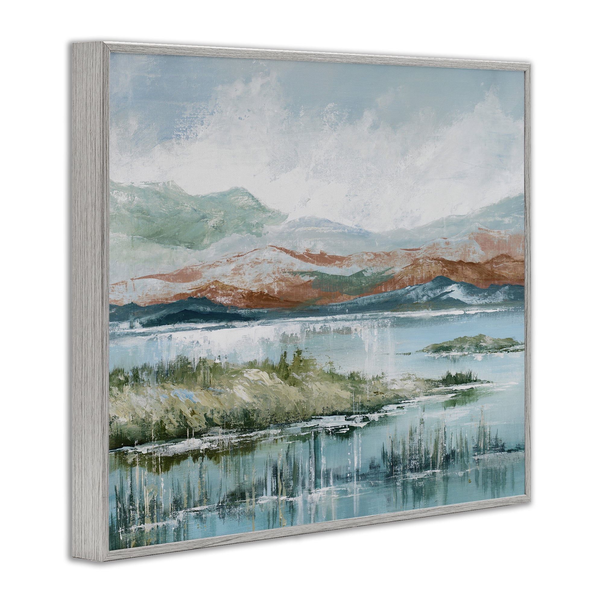 Stupell Industries Western Rustic Landscape Landscape Painting Gray Framed Art Print Wall Art, 30 x 24