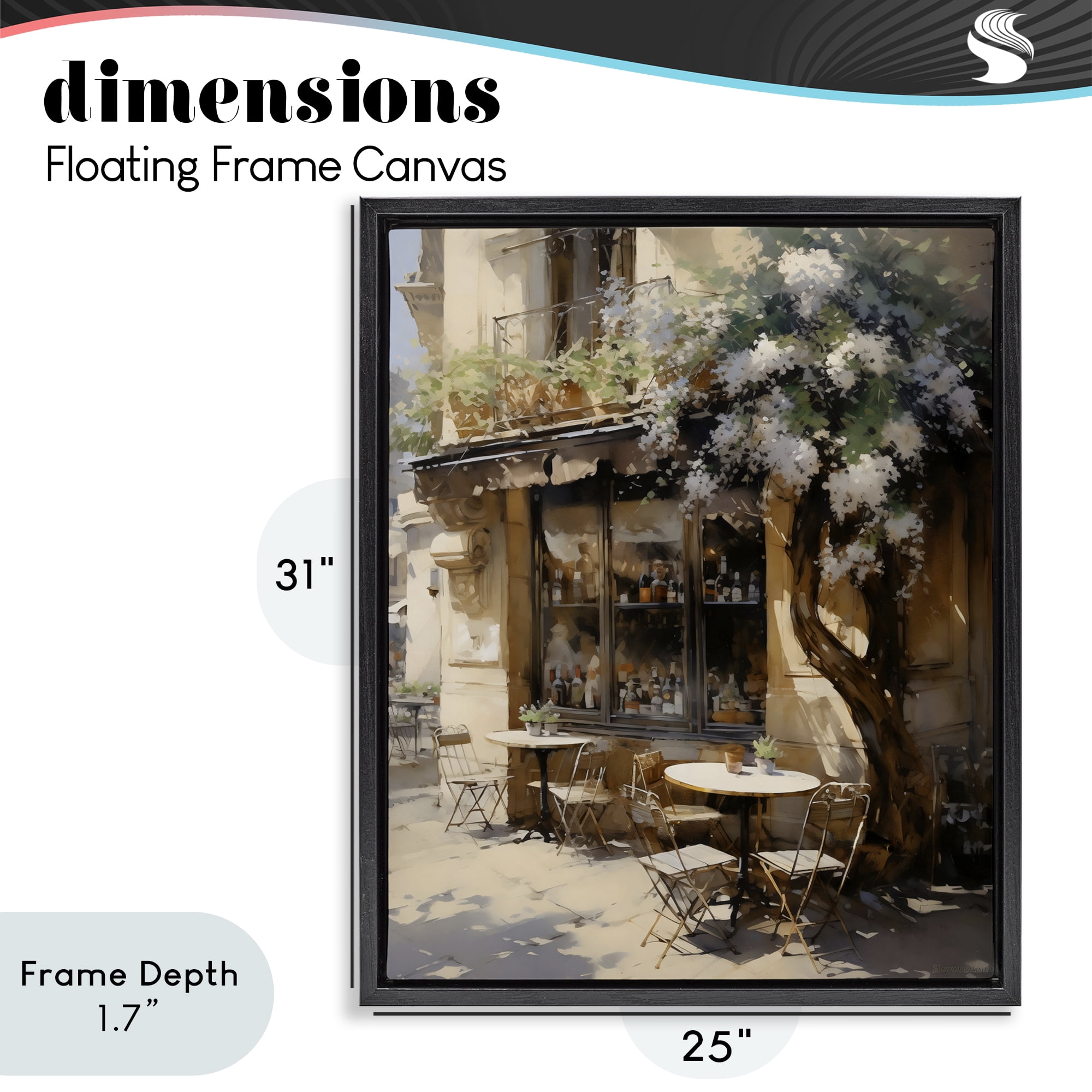 Stupell Industries Sunlit French Cafe Terrace Black Framed Floater Canvas Wall Art, design by Creative Studio