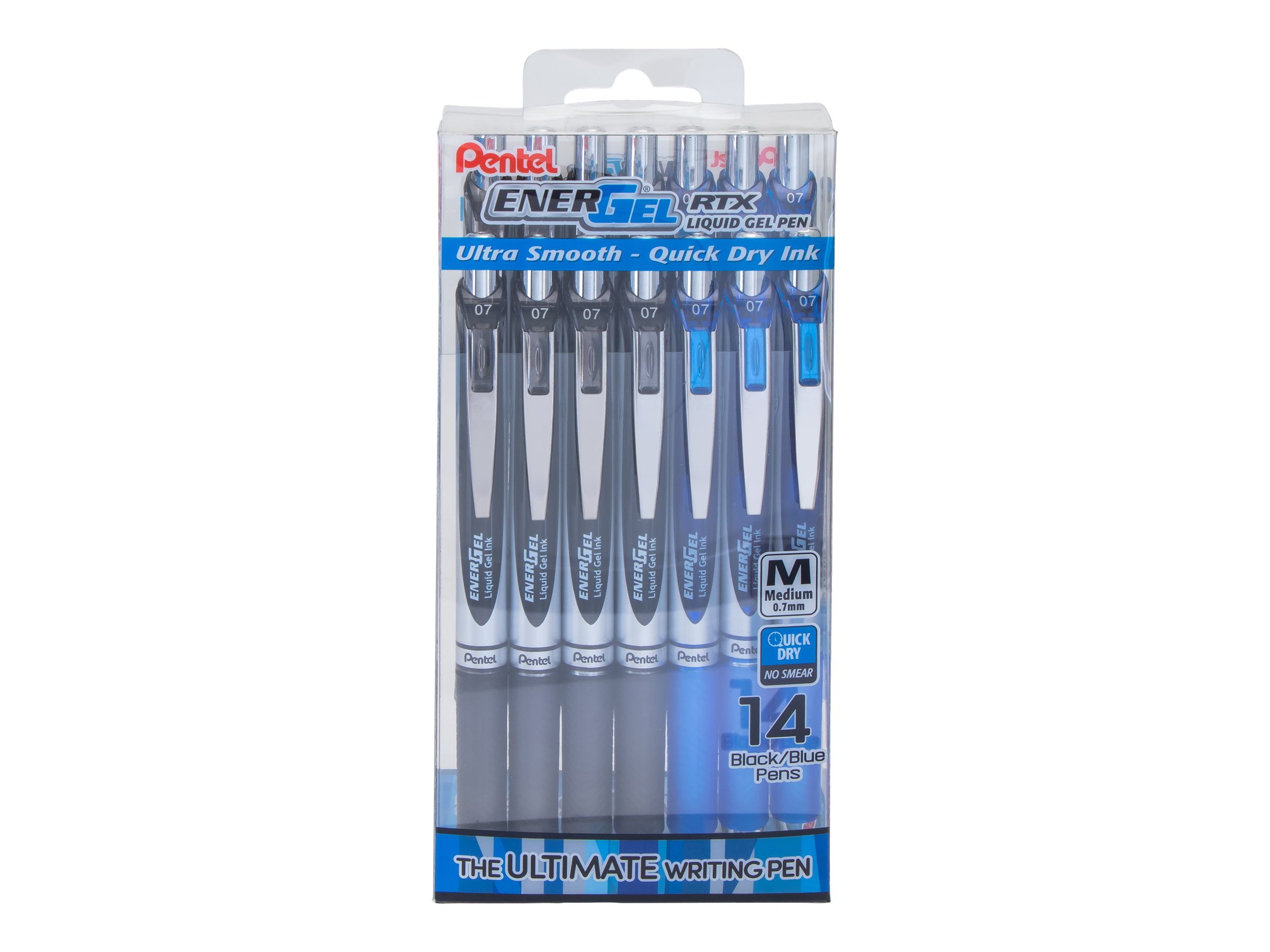 Pentel EnerGel RTX Retractable Gel Pen Medium Point 0.7mm Assorted Ink 14/Pack (BL77PC14AC)