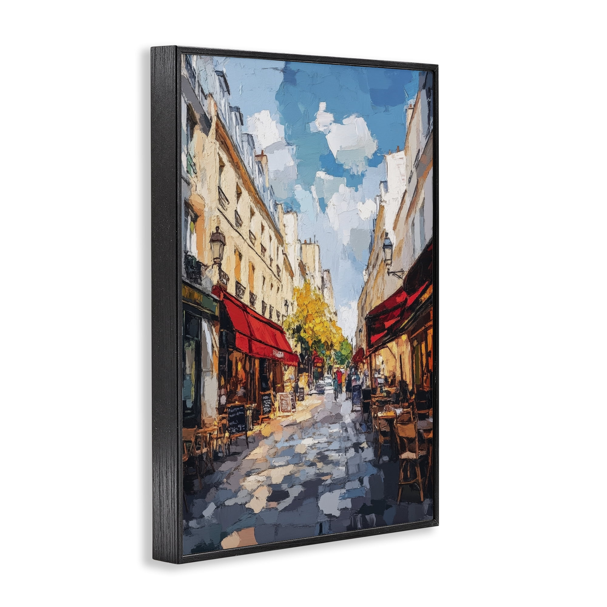 Stupell Industries Charming Paris Street Scene Black Framed Giclee Art, design by Petal Prints Design