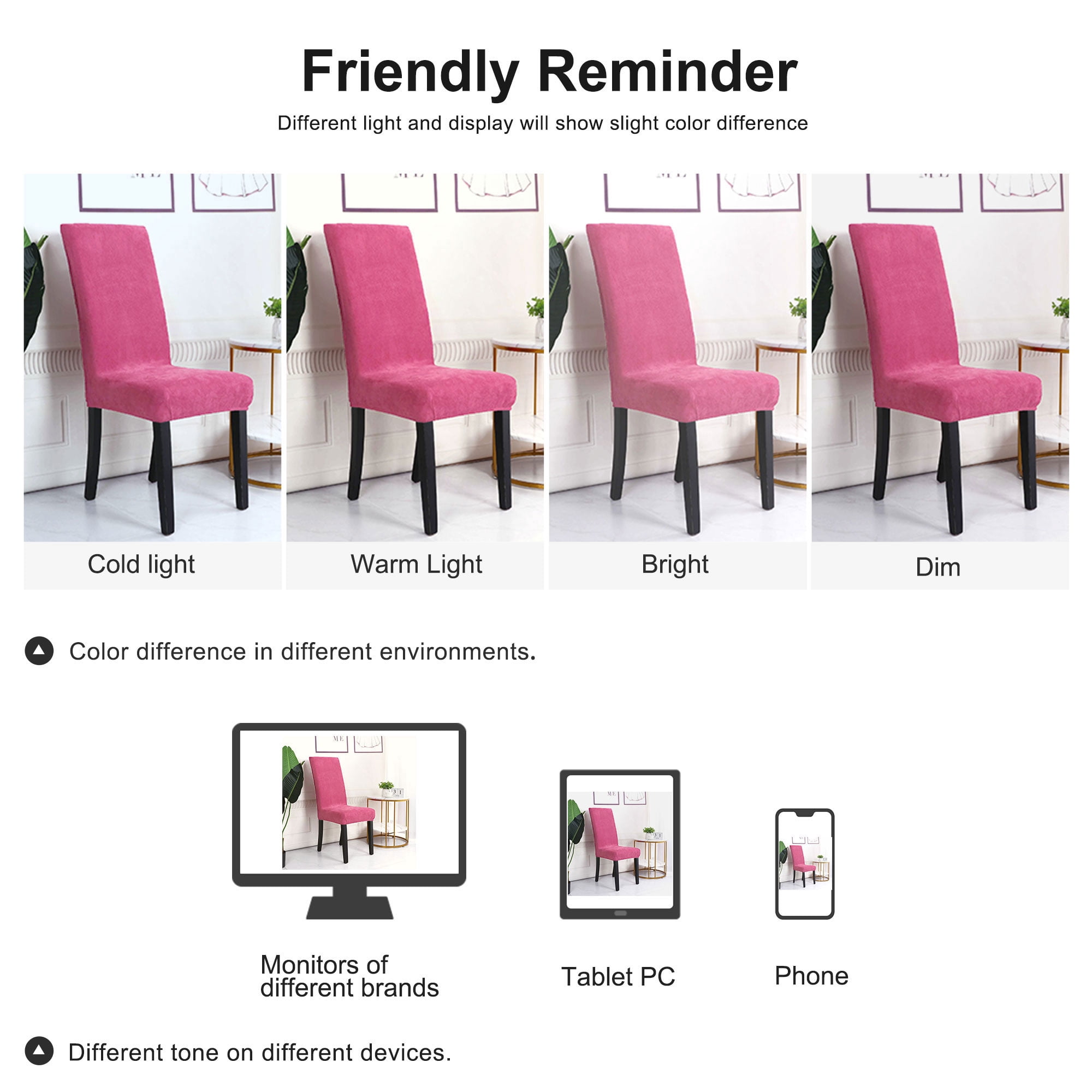 Unique Bargains Stretch Plush Short Dining Chair Cover Fuchsia