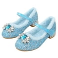 thumbnail image 4 of MEZZALL Child Warm Thick Heeled Shoes With Soles Fashionable Princess Casual Flat Shoes With Diamonds Trendy Toddler Footwear, Blue, 4-4.5 Years, 4 of 4