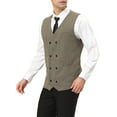 thumbnail image 4 of Lars Amadeus Men's Dress Vest Double Breasted Slim Fit Prom Sleeveless Waistcoat, 4 of 6
