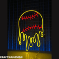 thumbnail image 2 of Craftnamesign Dripping Baseball Led Sign, Bedroom Wall Decor, Baseball Club Wall Art, 2 of 4
