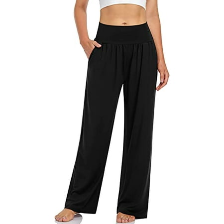 

Women s Wide Leg Comfy Pants Casual Loose Yoga High Waisted Cozy Lounge Pajama Palazzo with Pockets
