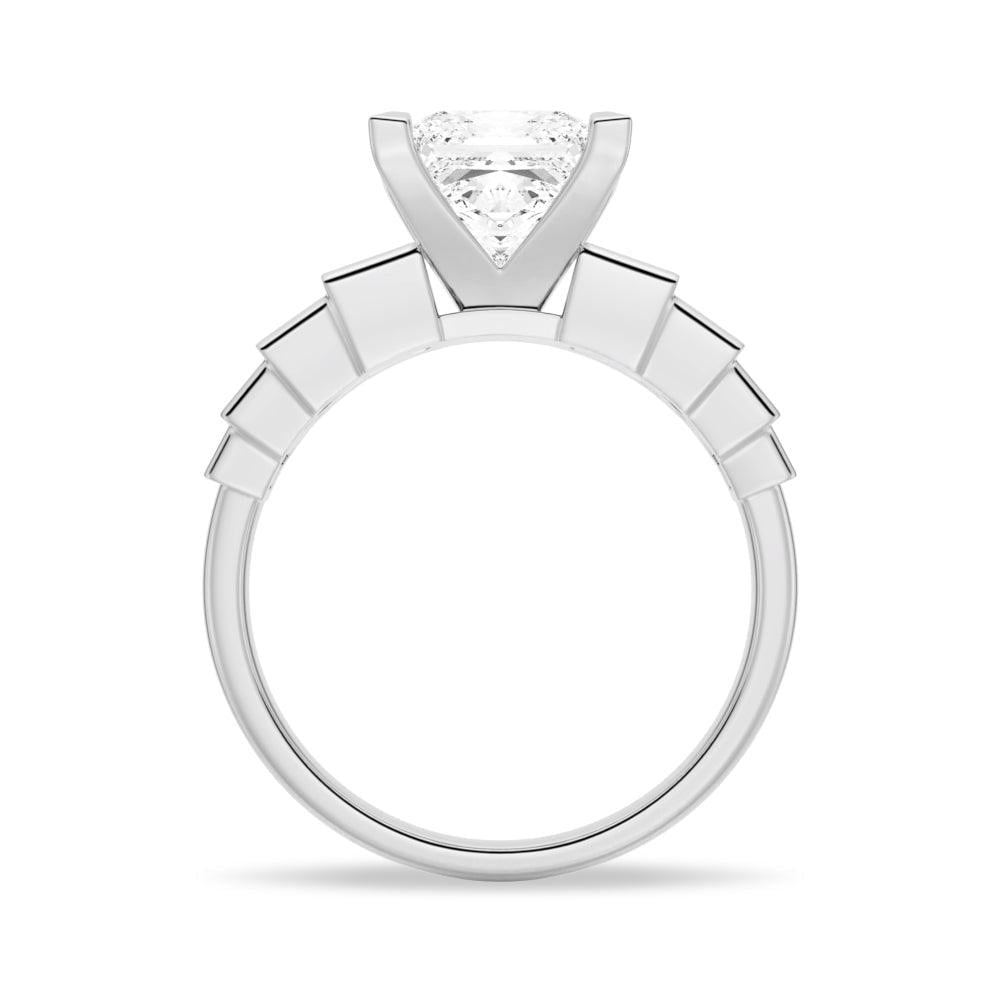 ESTE ORIGIN 4Ct Princess Cut Moissanite Engagement Ring Set - Bridal Wedding Ring Set with Eternity Band 18K White Gold US 9