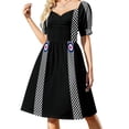 thumbnail image 1 of Vestido clásico de manga corta con cuadros de carreras y diseño redondo de Target para mujer, ropa de verano 2025., 1 of 7