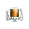 thumbnail image 1 of RYLOS Men's Rings 14K White Gold Designer Ring With Diamonds and Tiger Eye Rings For Men Size 12, 1 of 6