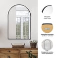 thumbnail image 3 of Black Metal Framed Arched Wall Mirror, Bedroom, Bathroom and Living Room, 24 in. x 36 in., 3 of 11