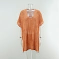 thumbnail image 6 of Tqyyweavej Womens Beach Cover Up Solid Color Short Sleeve Free Size Crochet Swimsuit Coverup Casual Loose V Neck Cover Ups for Swimwear Women, 6 of 10
