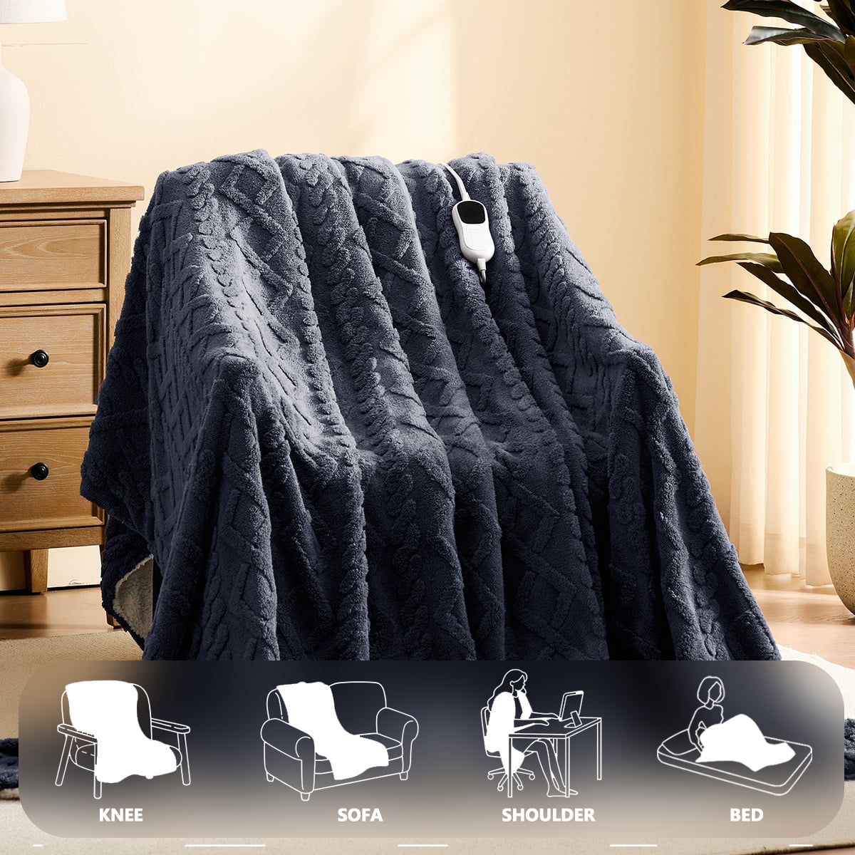 Heated Blanket Electric Full 72"X84", Heating Blanket with 10 Heat Levels 1/2/4/6/8 Hours Auto-Off Overheat Protection, Soft Flannel Sherpa Warm Heater, ETL Certified Grey