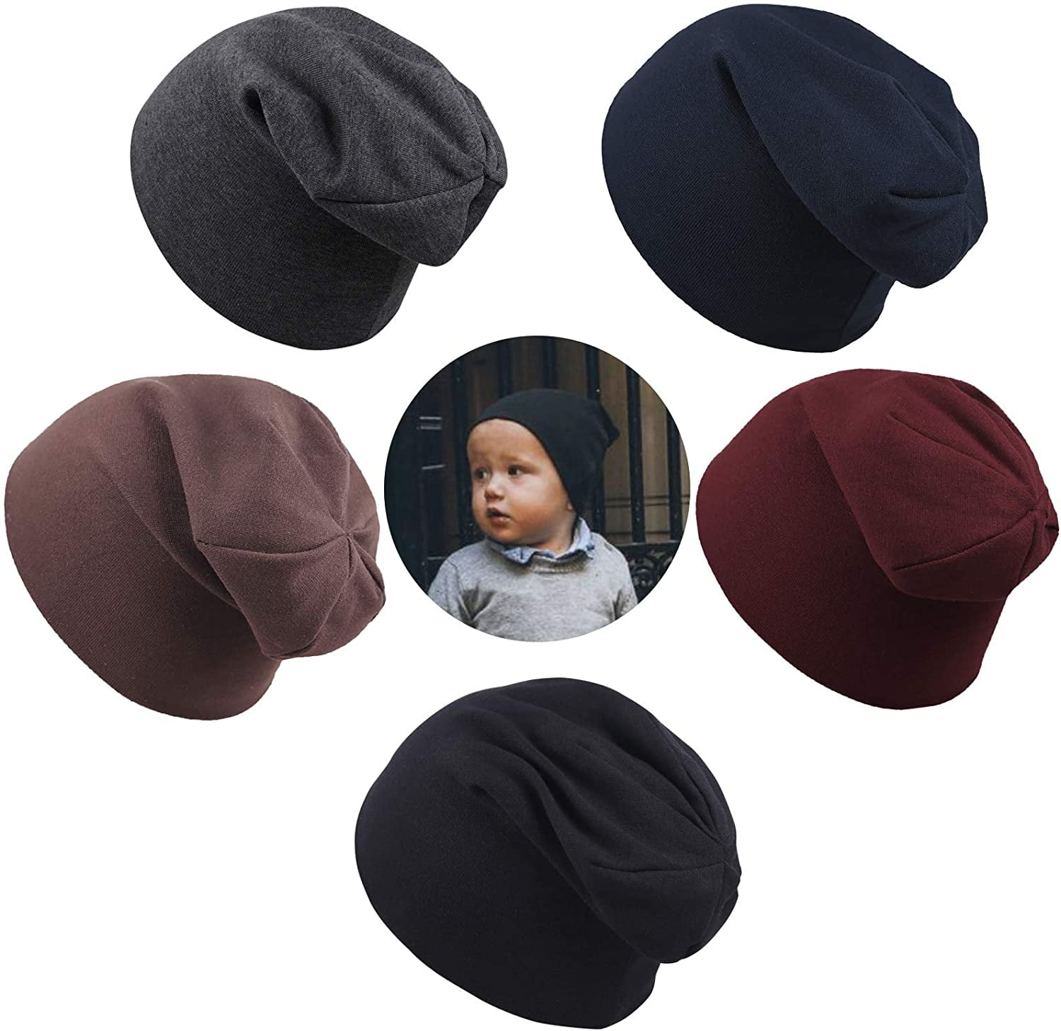 Kids Beanie Hats - 5 PCS Unisex Baby 