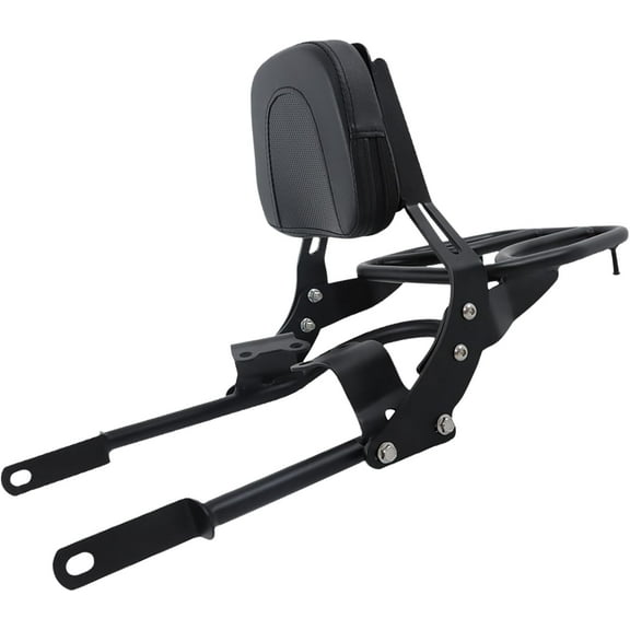 Genrics Backrest Sissy Bar with Luggage Rack Backrest Pad Replacement for Bonneville T100 T120 T120 2016-2024 Black