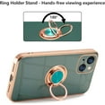 thumbnail image 5 of Electroplated Magnetic Ring Holder Case for iPhone 15, 360 Degree with Rotation Metal Anti-Drop Finger Ring Holder Magnet Car Holder Soft Slim Silicone Shockproof Cover - Dark Green, 5 of 9